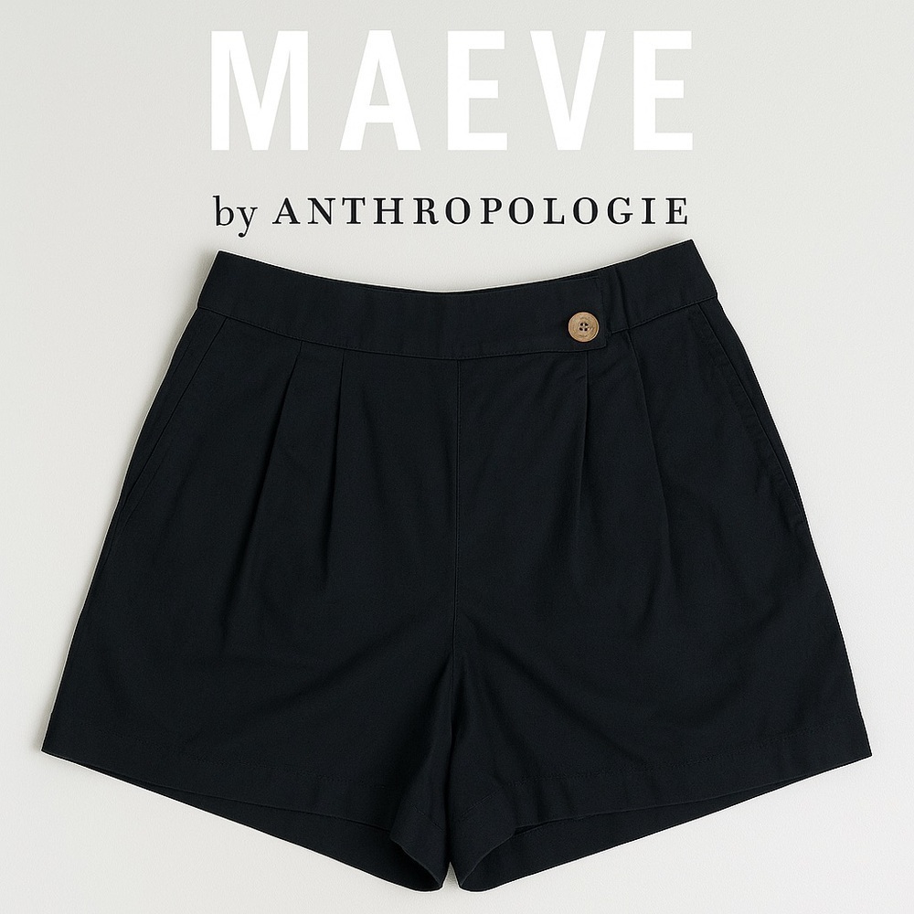 Maeve by Anthropologie Black Lined Pleated Shorts – Size 10